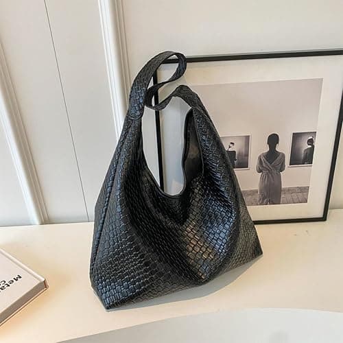 2025 Woven Tote Bag for Women, Fashion Shoulder Hobo Bags, Leather Woven Beach Bag, Work Purses for Women thumbnail 3