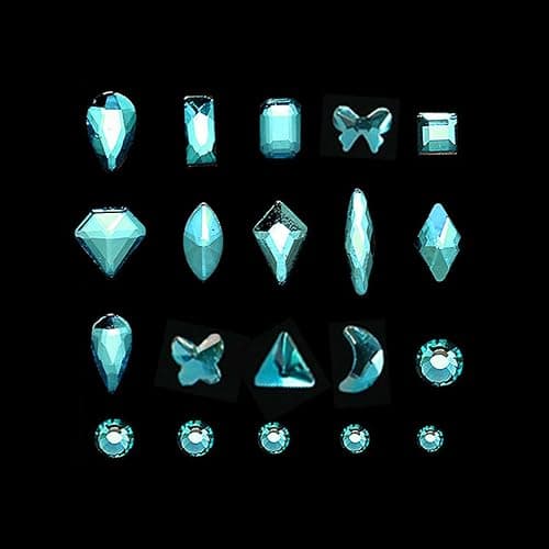 Yzzseven 14 Types of 700 Lake Blue Diamonds + 2100 Flat Rhinestones Mix 20 Styles Flatback DIY Crafts Rhinestone Crystals 3D Ornament‌s Flat Back Stones Set + Tweezers + Drill Pen thumbnail 4