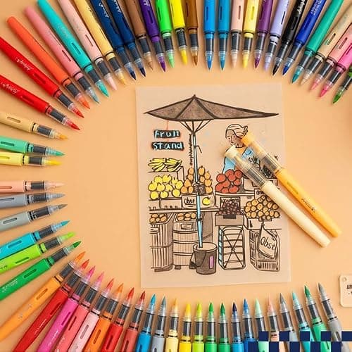 Artkey Acrylic Paint Markers 48 Colors, Direct-Liquid Acrylic Paint Pens with Flexible Brush Tip for Rock Painting, Wood, Canvas, Glass, Ceramic, Fabric, DIY Crafts thumbnail 2