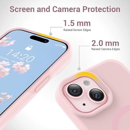 jaroco for iPhone 15 Case,with Magnetic[Liquid Silicone][Compatible with MagSafe] [Military Grade Drop Protection] Translucent Matte Shockproof Phone Cover Phone Case-Pink thumbnail 6