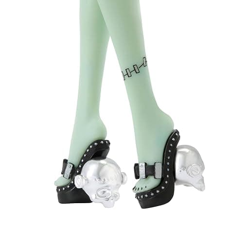 Monster High x Barbie Frankie Stein Doll with Original Barbie-Inspired Swimsuit and Solo in the Spotlight Black Evening Dress, Accessories thumbnail 5