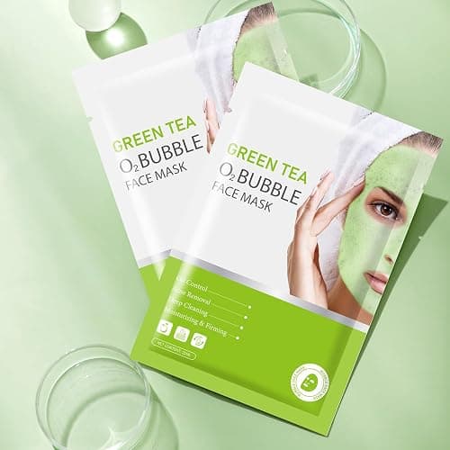 IREV 10 Pack Green Tea O2 Bubble Face Masks Sheet, Bubble Facial Mask, Foaming Face Mask, Purifying Facial Mask for Acne and Pores, Moisturizing Spa Face Masks Skincare, Brightening Beauty Masks thumbnail 9