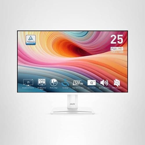 msi PRO MP251W E2 24.5-inch IPS 1920 x 1080 (FHD) Gaming Office Monitor, 120Hz, Adaptive-Synch, HDR Ready, HDMI, VGA Port, Display Port,VESA Mountable, Tilt, Speaker, 4-Side Slim Bezel,1ms, White thumbnail 10