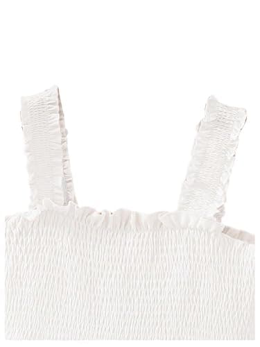 WDIRARA Girl's Smocked Ruffle Hem Tank Top Square Neck Flared Sleeveless Top thumbnail 3