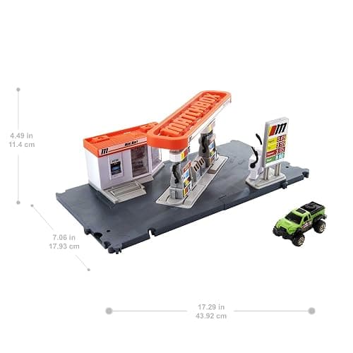 Matchbox Toy Cars Playset, Action Drivers Fuel Station & 1:64 Scale Toy Truck, Moveable Gas Hoses & Car-Activated Features thumbnail 3