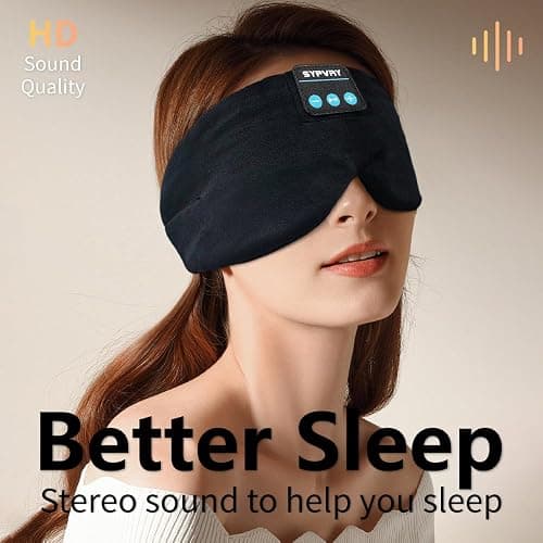 Sleep Mask Bluetooth 5.4 Headphones Soft Wireless Headband Eye Mask Blackout with Microphone (Black M) thumbnail 4