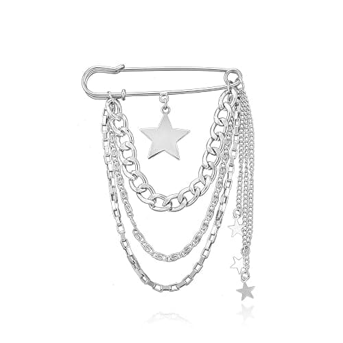 Vintage Safety Pin Brooch for Layered Chain Tassel Decorative Pins for Lapel, Sweater, Hat, Scarf, Shawl - Cute Y2K Grunge Punk Style - Image 1