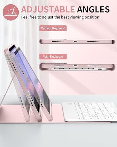 SQBEBS Case with Keyboard for iPad (A16) 11th/10th Generation 11 inch 2025/10.9 inch 2022, Detachable Bluetooth Keyboard, Stand Folio Keyboard Cover with Pencil Holder for iPad 10 Gen, Pink thumbnail 3