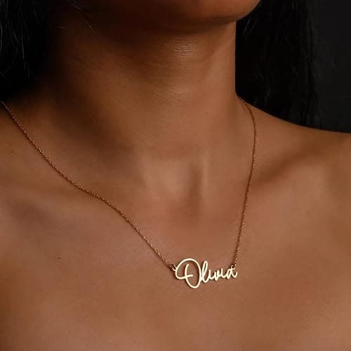 Name Necklace Personalized, 18K Gold Plated Custom Name Necklaces for Women Customized Name Plate Pendant Jewelry Gifts for Women thumbnail 3
