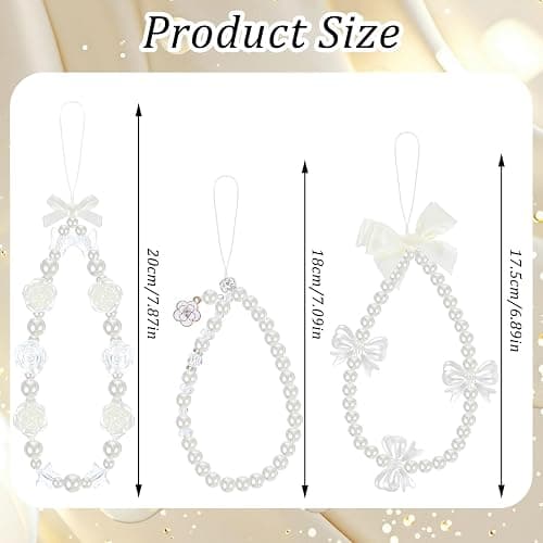 Ouligay 3pcs Beaded Phone Charm Wrist Strap Butterfly Bow Cell Phone Charm Strap Cute Flower Y2k Pearl Lanyard Jewelry for Camera Keychain Wallet Pendant Decor Kawaii Bracelet Chain Women thumbnail 2