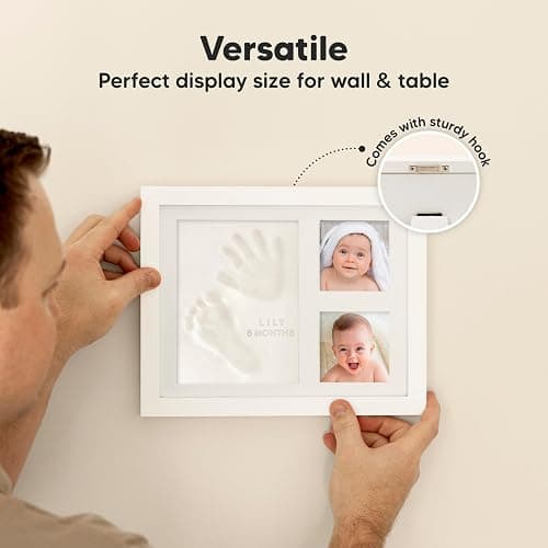 Baby Hand and Footprint Kit - Quick Dry Clay Baby Footprint Kit, Newborn Keepsake, Nursery Picture Frame for Boys, Girls, Personalized Gifts for Shower & Registry, New Mom Gift (Alpine White) thumbnail 6