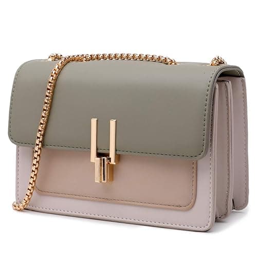 Color-Block Crossbody Bags for Women Leather Cross Body Purses Cute Designer Handbags Shoulder Bag Medium Size - #2 Green