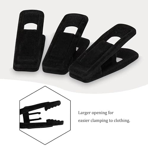 Tinfol Velvet Hanger Clips, 24 Pack Black Pants Hangers Clips, Large Opening Clothes Pin, Strong Finger Flocked Clip Perfect for Use with Slim-line Clothes Velvet Hanger - 24PC - Black thumbnail 3