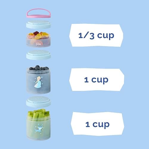 Whiskware Disney Princess Frozen, Stackable Snack Containers for Kids, 3 Stackable Snack Cups for School or Travel, Formula and Cupholder Friendly, Elsa and Bruni thumbnail 5