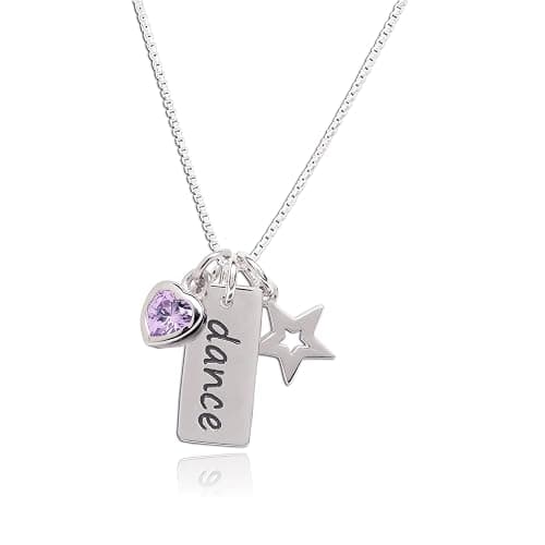 Cherished Moments Girl's 925 Sterling Silver Dance Pendant Necklace with Charms - Image 1