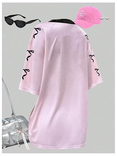 GORGLITTER Girl's Number Jersey Shirts Oversized Bow Graphic Tees V Neck Half Sleeve Going Out Tops Age 8-12 Years thumbnail 2