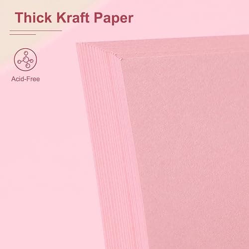 Scrapbook Album 7x7 Inches 40 Pages Hardcover Kraft Paper Photo Album Scrap Book Memory Book Blank DIY Scrapbook Albums for Boyfriend Wedding Baby Travel Anniversary Family, Pink thumbnail 5
