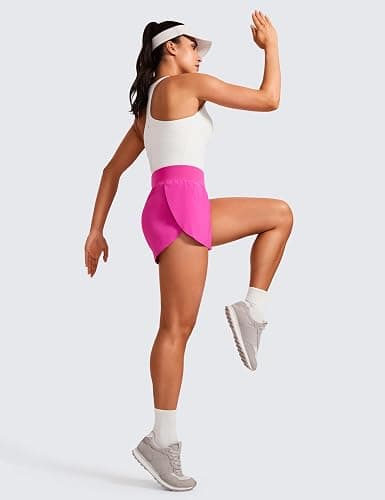 CRZ YOGA High Waisted Dolphin Athletic Running Shorts for Women 3" High Split Comfy Mesh Liner for Gym Workout Track thumbnail 4