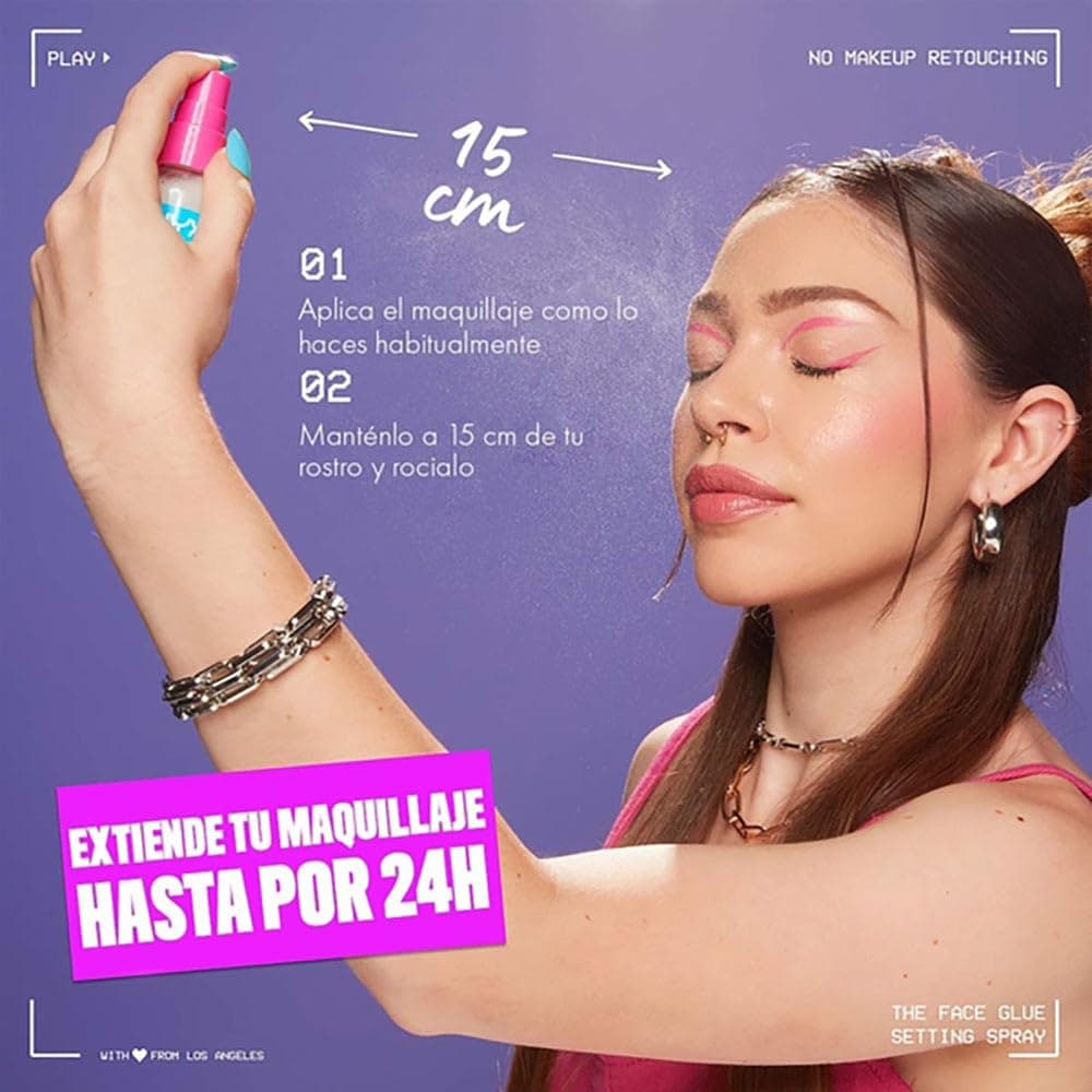 NYX Professional Makeup The Face Glue Setting Spray, Spray fijador de maquillaje, A prueba de transferencias y desvanecimientos. Duración por 24 hrs. A prueba de agua - Tono transparente, 60ml thumbnail 6