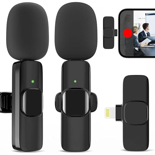 JUDKIOM 2 Pack Wireless Lavalier Microphone for iPhone, Professional Lapel Mics, Wireless Mic Plug-Play, Lapel Microphone for Video Recording Interview Vlog YouTube TikTok(for iPhone 14 and Below) - Image 1
