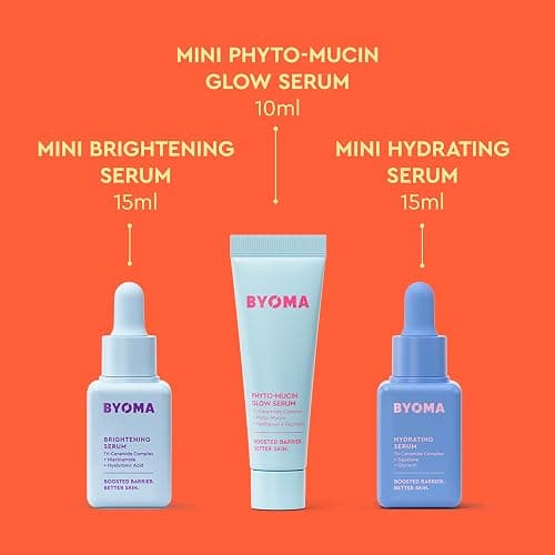BYOMA Cosmic Glow Treat Trio - 15ml Brightening & Hydrating Mini Serums + 10ml Mini Phyto-Mucin Glow Serum, Lightweight, Non-Sticky Formula, Vegan thumbnail 2