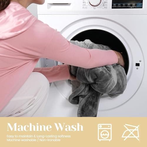 Electric Heated Blanket Throw, Soft Cozy Bszone Flannel Heating Blanket 50"×60" Fast Heating Machine Washable with 4 Heat Levels & 4 Hours Auto Off, Grey thumbnail 6