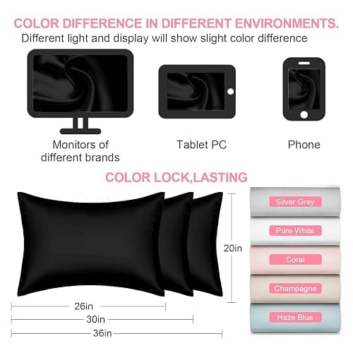 Mulberry Silk Pillow Cases 2 Pack Standard Size 20x26 Inches with Hidden Zipper, Ultra Smooth and Soft Breathable Cooling Silk Satin Pillowcase Set of 2, Better for Hair and Skin, Gifts for Women Men thumbnail 2