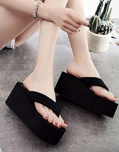 QZUnique Women Flip Flop, Thong Wedge Platform Sandals Arch Support Slippers High Heel Comfortable Cushion Shoes Summer Beach thumbnail 4