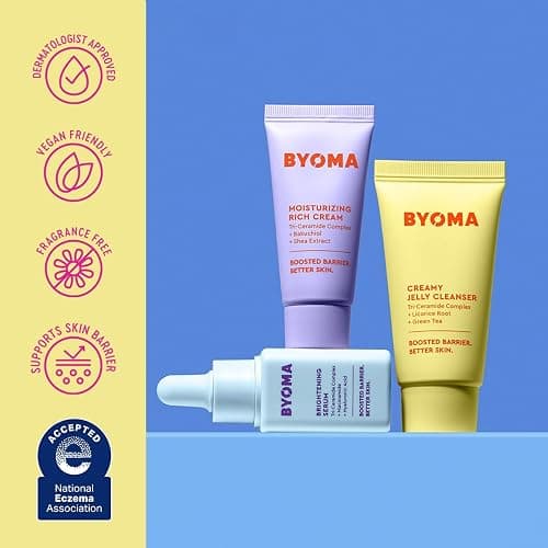 BYOMA So Bright Set - Barrier Repair Skincare Set for Brighter Skin - Creamy Jelly Cleanser, Brightening Face Serum & Ceramide Face Moisturizer - Alcohol Free Skin Care - 30ml, 15ml, 15ml thumbnail 6