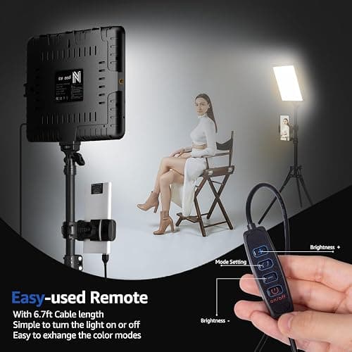 2-Pack LED Video Light Kit, NiceVeedi Studio Light, 2800-6500K Dimmable Photography Lighting Kit with Tripod Stand&Phone Holder, 73" Stream Light for Video Recording, Game Streaming, YouTube… - 15W-2 Pack thumbnail 2