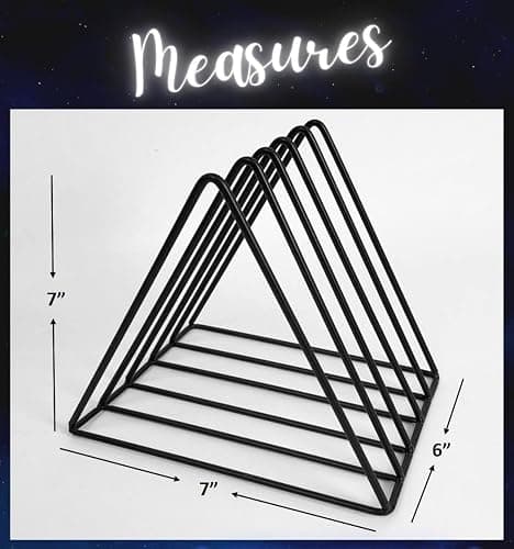Vinyl Record Storage Holder Stand - Premium Triangle Metal Wire Magazine and Book Rack holds up to 33 Lp Album Records, Simple, Functional and Contemporary Vinyl Organizer - Small 5slots (Rose) thumbnail 2