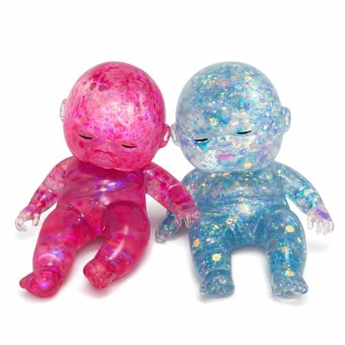 2PCS Baby Squishy Glitter Slow Rising, Squishy Babies Sensory Fidget for Stress Relief, Soft Cute Squeeze, Desk Decor & Gift - Image 1