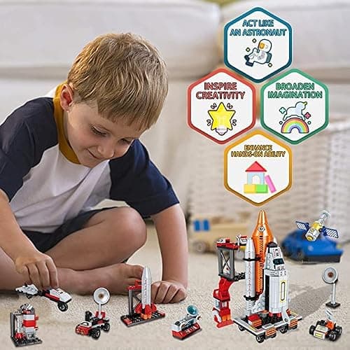 Space Exploration Shuttle Toys for 6 7 8 9 10 11 12 Year Old Boys 12-in-1 STEM Aerospace Building Kit Toy with Heavy Transport Rocket and Launcher Best Gifts for 6-12 Year Old Boys (566 PCS) thumbnail 6