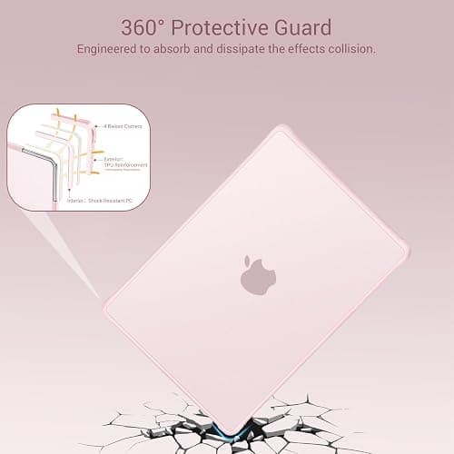 MOSISO Compatible with MacBook Air 13 inch Case M5 M4 M3 M2 2026-2022 | Hard Case&Keyboard Skin&Screen Film&Type C with TPU Bumper for MacBook Air 13.6, A3449 A3240 A3113 A2681, Pink thumbnail 4