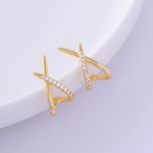 AGWOLF Gold/Silver Earrings for Women Trendy,14K Real Gold Plated Stud Earrings Dainty CZ Hypoallergenic Small Hoop Earrings for Women Gifts thumbnail 8