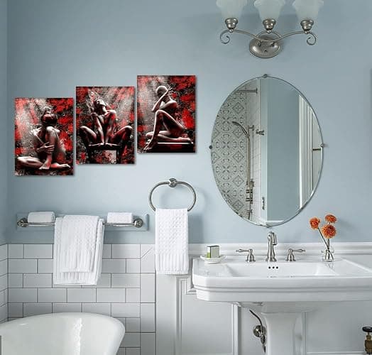 3 Panels Graffiti Women Pictures Wall Art Sexy Girl Posters HD Print Art Black and Red Abstract Wall Decor Artwork Living Room Bedroom Home Decor, Framed 12" W x 16" H x 3pcs - Artwork08 - 36L" x 16W" thumbnail 4