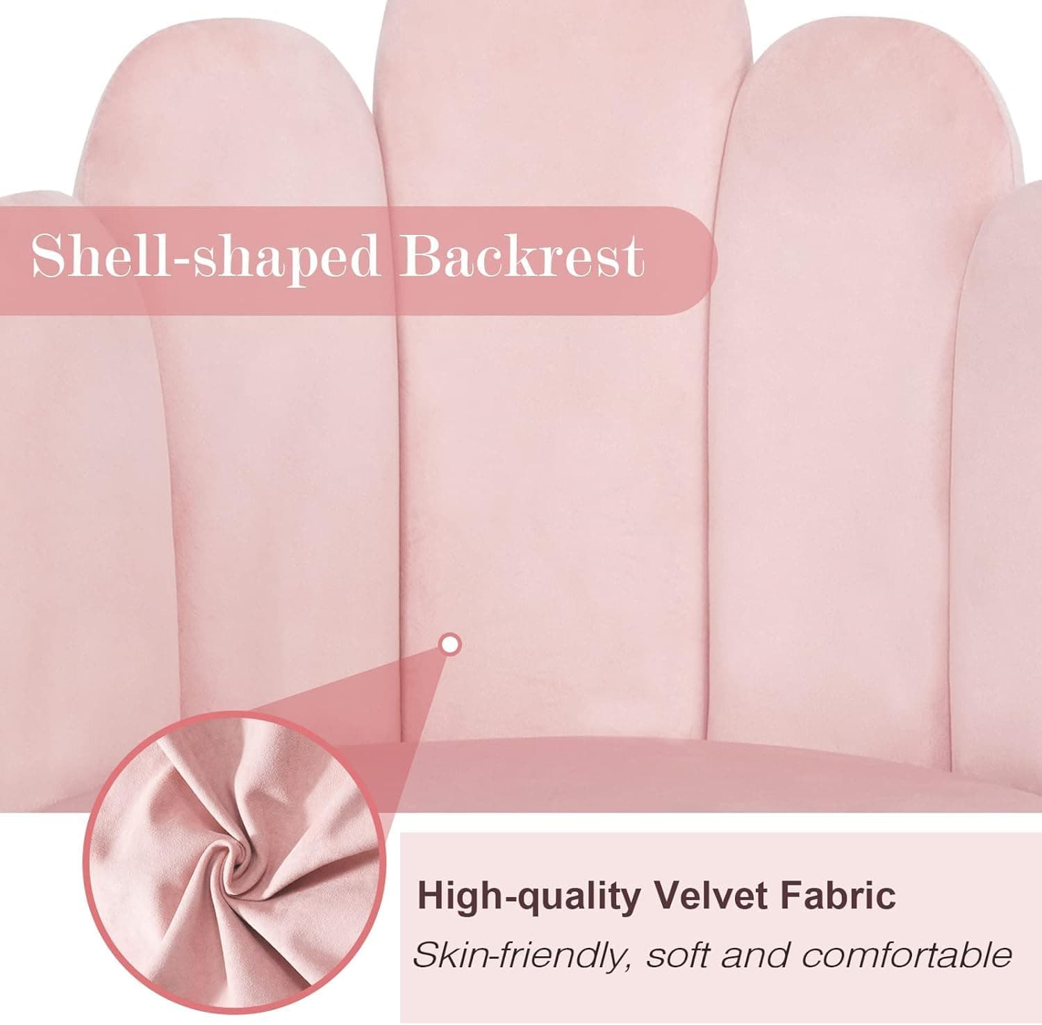 Okeysen Vanity Chair for Bedroom, Makeup Chair No Wheels - Midcentury Modern Velvet Chair with Back Support, Gold Legs with Anti-Slip Feet for Living Room (Pink) thumbnail 6