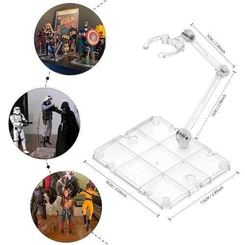 XISTEST Action Figure Stand, 8 PCS Assembly Action Figure Display Holder Base Doll Model Support Stand Compatible with HG RG SD SHF Gundam 1/144 Toy with Screwdriver Transparent thumbnail 2