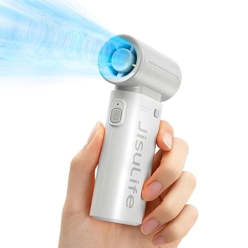 JISULIFE Portable Handheld Fan Life9, Turbo Power High Speed Air [18H Max Cooling Time], 5 Gear Wind, 5000mAh Rechargeable, Mini Pocket Design, Personal Fan for Travel Concerts Camping Makeup - Grey thumbnail 2