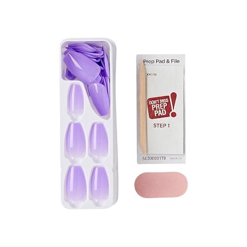 KISS imPRESS No Glue Mani 30 Pcs Press On Nails, Medium Coffin Design Nail, Solid Purple Lavender Print, Simple Peel & Press Easy Apply, Hassel-Free Removal, Essential Tools Included thumbnail 2