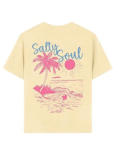 QJQ Girl's Graphic T Shirts Cute Short Sleeve Crewneck Tees Summer Tropical Trendy Preppy Tops Clothes - Image 1