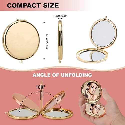 MIHAGUTY Magnifying Compact Mirror for Purses with 2 x 1x Magnification, Folding Mini Pocket Double Sided Travel Makeup Mirror,Perfect for Purse, Pocket Mirror for Gift thumbnail 2