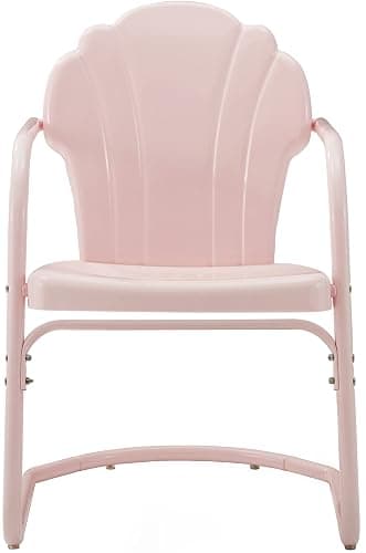 Crosley Furniture Tulip 2-Piece Outdoor Chair Set, Retro Metal Patio Chairs for Dining, Porch, Deck, Balcony, Pastel Pink Gloss - Pastel Pink Gloss thumbnail 4