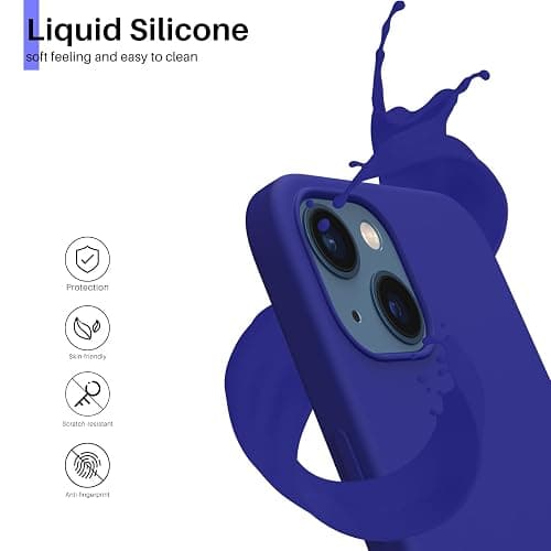 ORNARTO Compatible with iPhone 13 Case 6.1, Slim Liquid Silicone 3 Layers Full Covered Soft Gel Rubber Phone Case Protective Cover 6.1 Inch-Klein Blue thumbnail 3