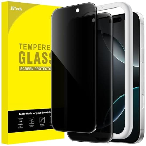 JETech Sichtschutz für iPhone 16 Pro 6,3 Zoll, Anti-Spy Gehärtete Glas Schutzfolie mit Einfachem Installationswerkzeug, 2 Stück - Image 1