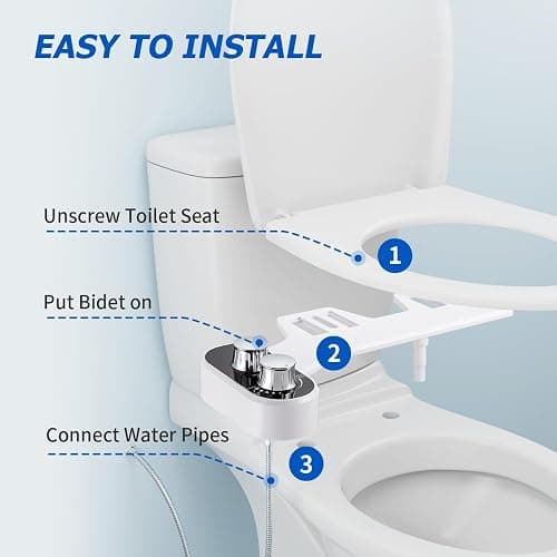 DooLv Hot and Cold Bidet Attachment for Toilet, Ultra-Slim Bidet Attachment Warm Water, Non-Electric Adjustable Pressure Self Cleaning Sprayer Nozzle Control for Posterior, Feminine Wash thumbnail 9