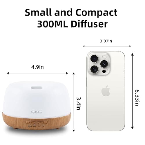 SEEDSEEL 300ML Essential Oil Diffuser with 7-Color LED Lights and Remote Control, Modern Minimalist Design, High-Efficiency Ultrasonic Mist Aromatherapy Diffuser for Home thumbnail 3