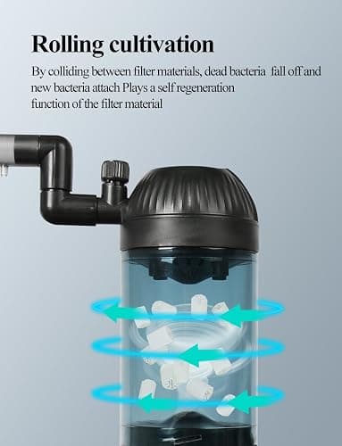 UPETTOOLS Aquarium Filter Fish Tank Filter with Fluid Bed Sponge Filter Multiple Function Ultra-Silent Filter for Saltwater Freshwater 20-60 Gallon thumbnail 4