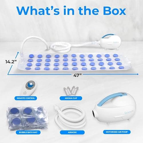 SereneLife Bubble Bath Mat, Bathtub Mat with Air Massage and Remote Control, Waterproof, Non-Slip, Adjustable Bubble Intensity, Aroma Diffuser, 47x14.2 Inch Full Body Spa Massager thumbnail 2