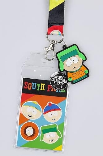 South Park ID Badge Holder Lanyard w/ 2" Kyle Rubber Pendant and Collectible Stickers thumbnail 2